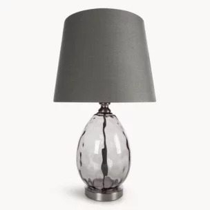Lampa stołowa nocna grafitowa z podstawą z dymionego szkła 30 x 59 cm MAYA