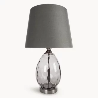 Lampa stołowa nocna grafitowa z podstawą z dymionego szkła 30 x 59 cm MAYA