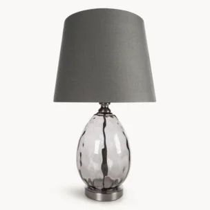 Lampa stołowa nocna grafitowa z podstawą z dymionego szkła 30 x 59 cm MAYA