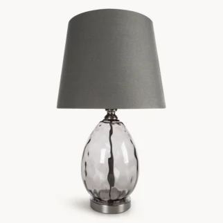 Lampa stołowa nocna grafitowa z podstawą z dymionego szkła 30 x 59 cm MAYA