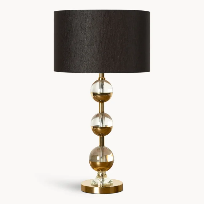 Lampa stołowa złoto-czarna zdobiona szklanymi kulami średnica 36x66 cm ALISON