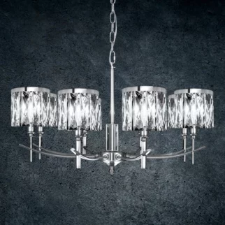 Lampa wisząca do salonu transparentno, srebrna z kryształkami, z regulacją wysokości 75 x 150 cm KRYSTAL