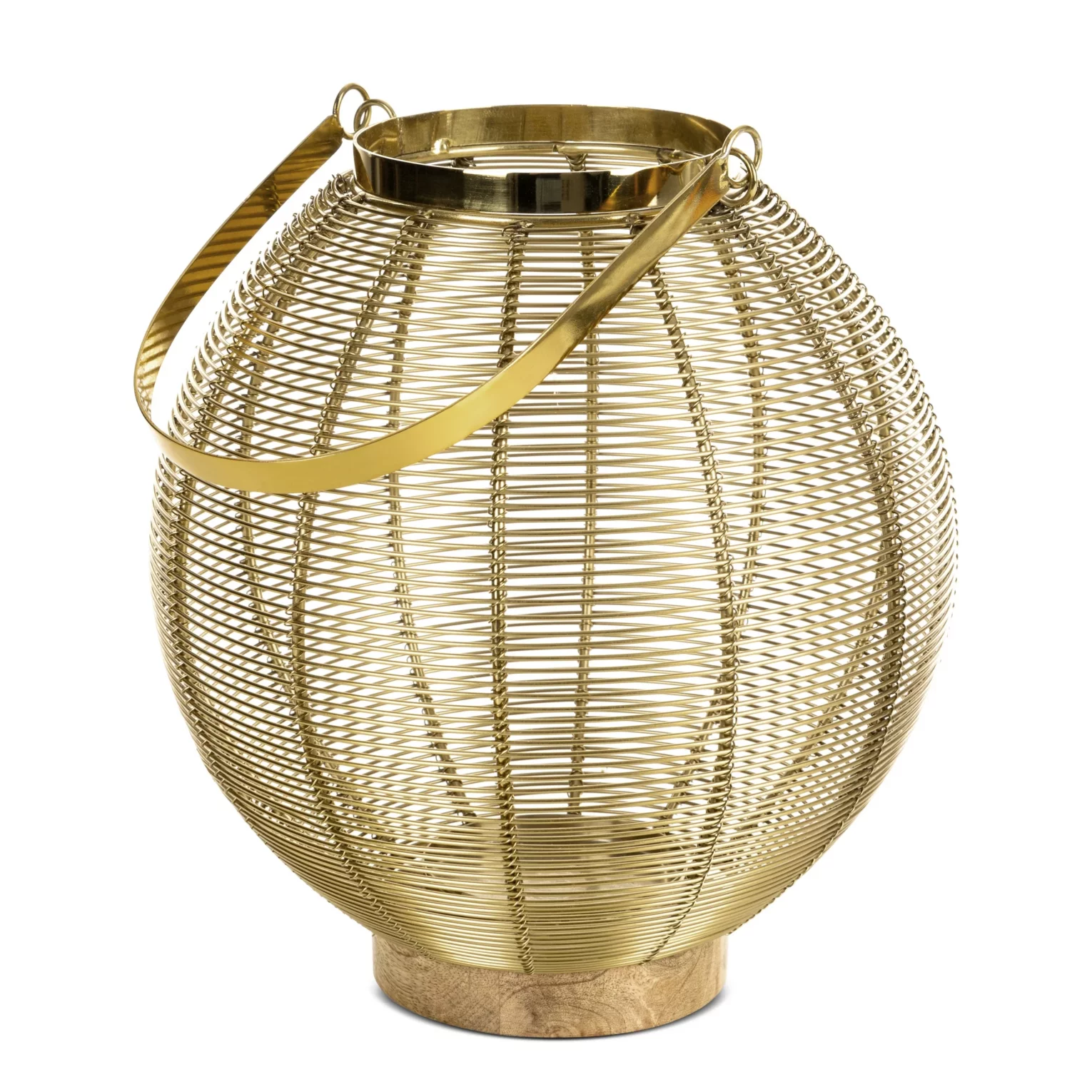 Lampion metalowy złoty dekoracyjny rozmiar 27x29 cm MELA