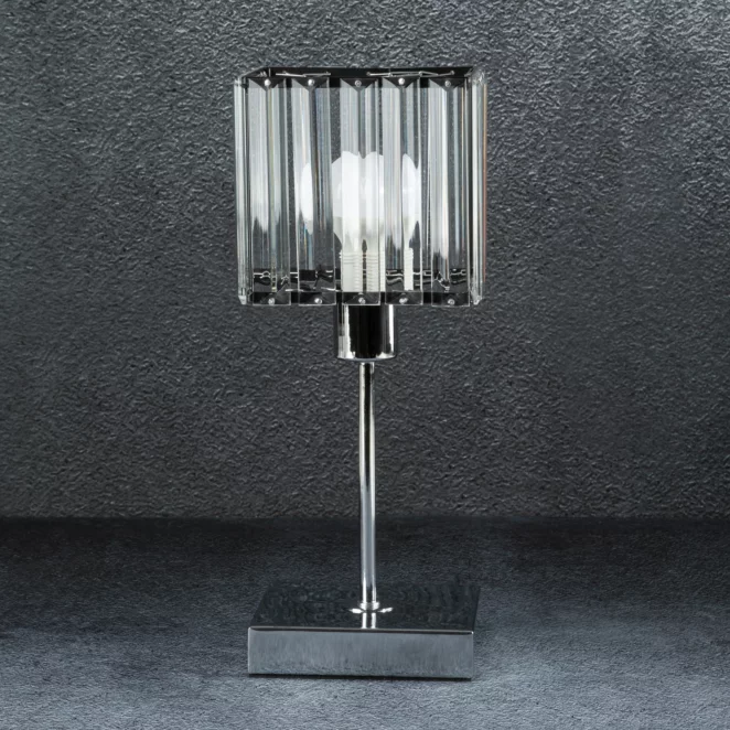 Lampka stołowa transparentna zdobiona kryształkami  średnica 13x31 cm SALY