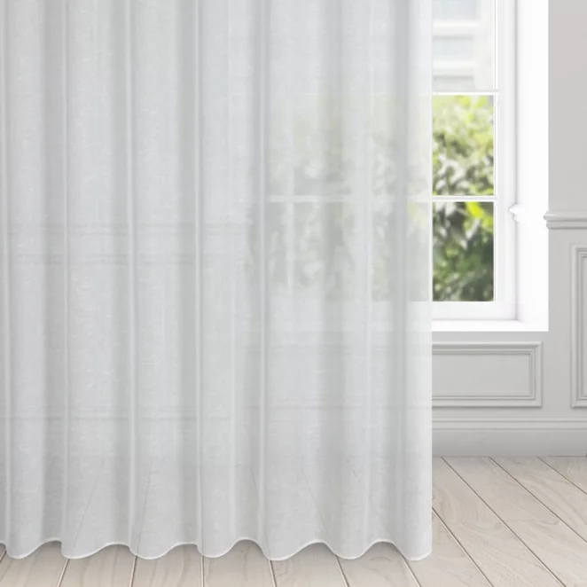 Firana biała w stylu eko z gładkiej etaminy półtransparentna 300x250 cm przelotka LEXY