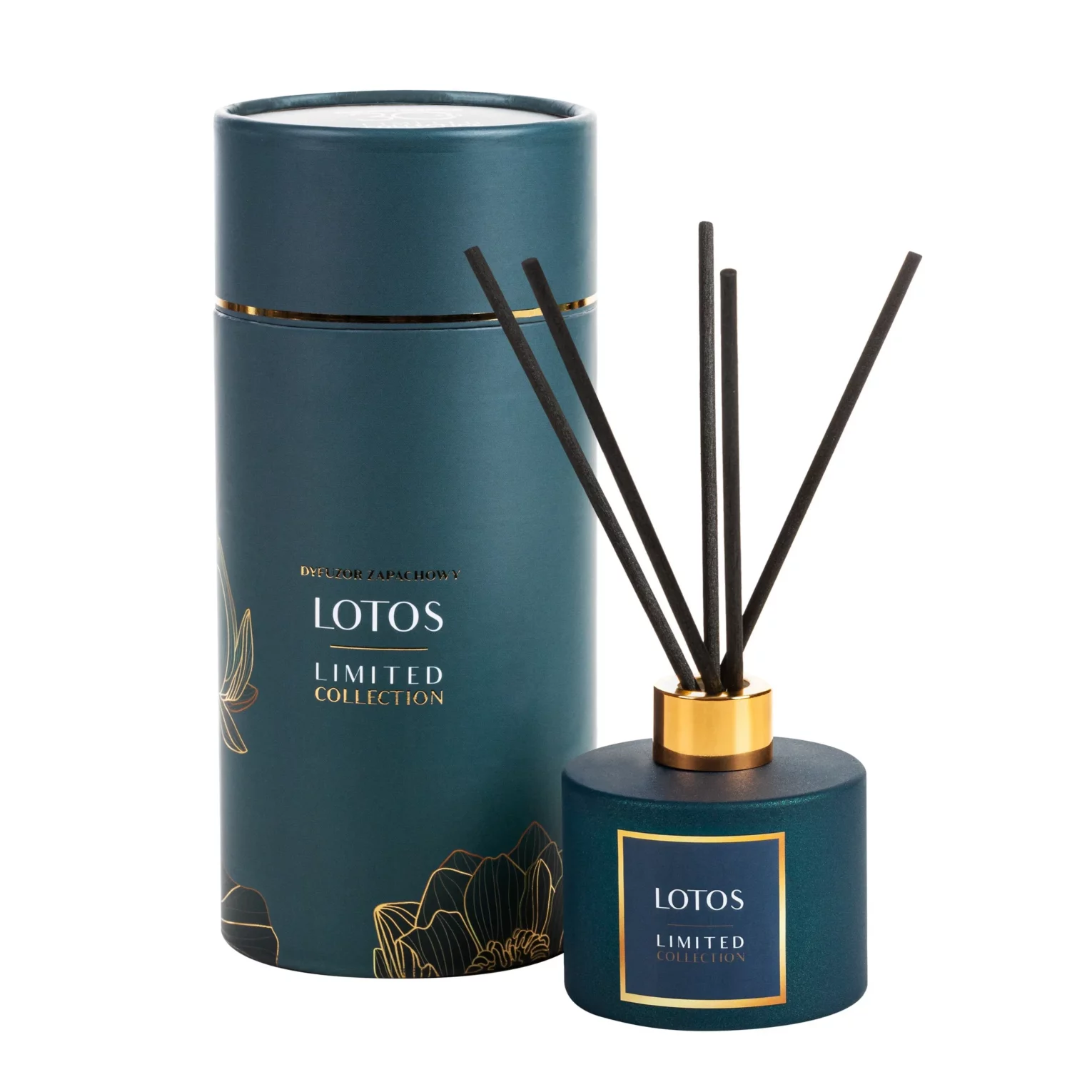 LIMITED COLLECTION Dyfuzor zapachowy LOTOS 150 ml z patyczkami w eleganckim opakowaniu HARMONIA TURKUSU