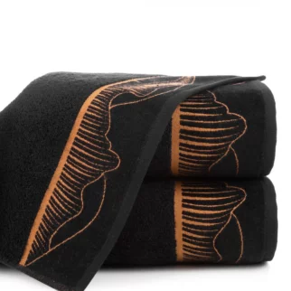 LIMITED COLLECTION ręcznik PEONIA z welwetową bordiurą z motywem płatków peonii PASJA CZERNI