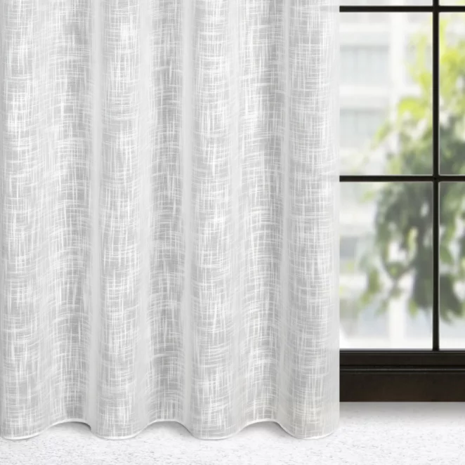 Zasłona biała o płóciennym splocie w stylu eko 140x250 cm przelotka - LIREN