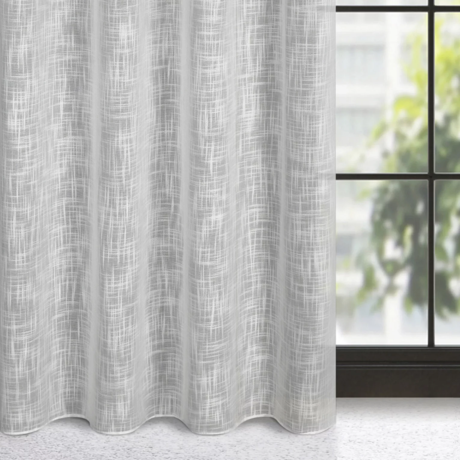 Zasłona szara o płóciennym splocie w stylu eko 140x250 cm przelotka - LIREN