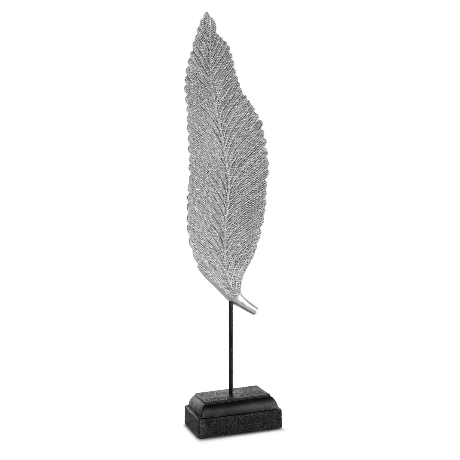 Figurka srebrna liść  o drobnym strukturalnym wzorze 12x8x55cm