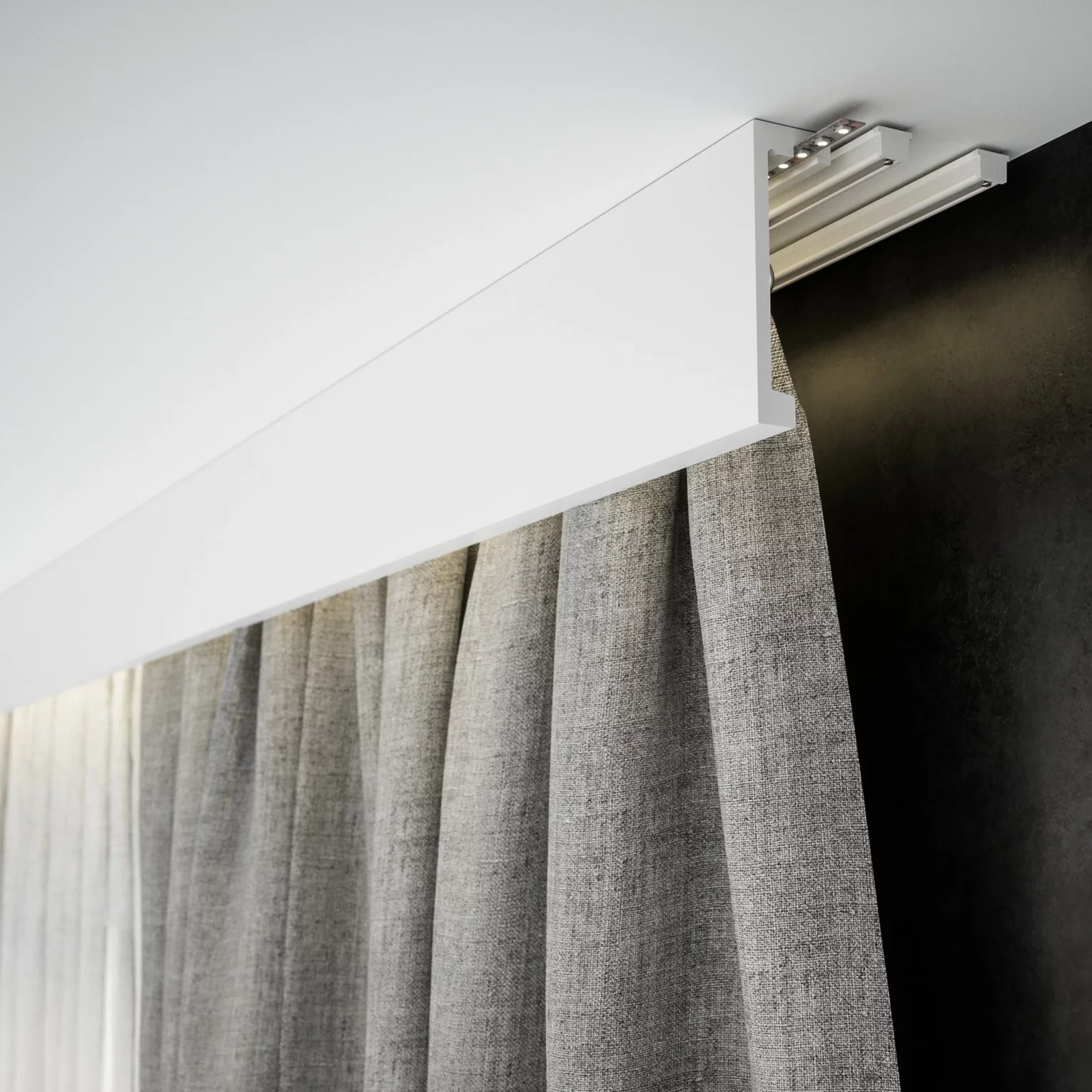 Listwa karniszowa biała Creativa, technologia Lightblocker 200x15x4,5 cm – gładka maskownica karnisza