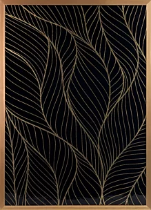 Obraz roślinny ze złotym błyszczącym nadrukiem w złotej ramie 53x73 cm LOTOS 4 LIMITED COLLECTION