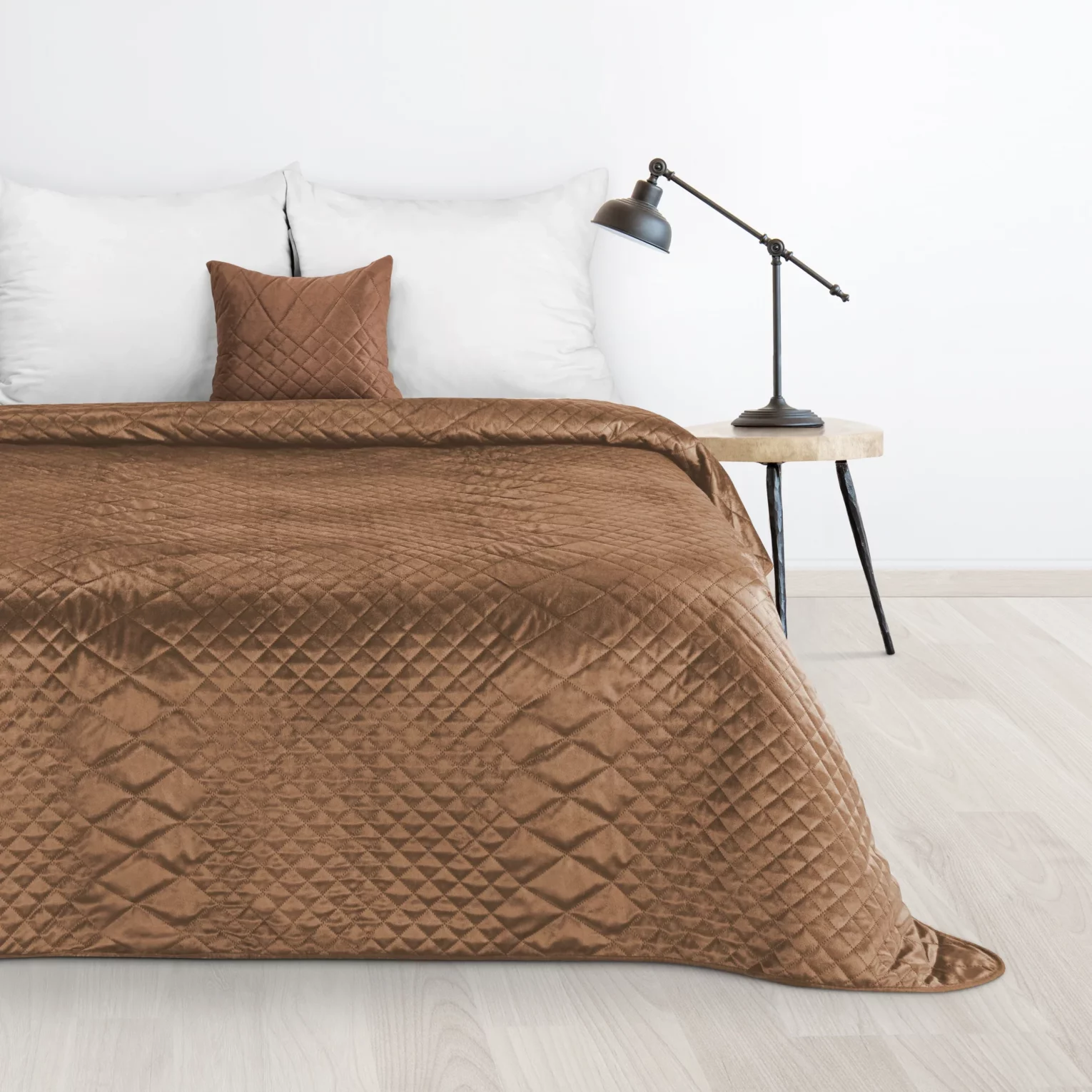 Narzuta welwetowa ceglasta 170x210 cm pikowana metodą hot press w geometryczny wzór LUIZ 3 Design 91