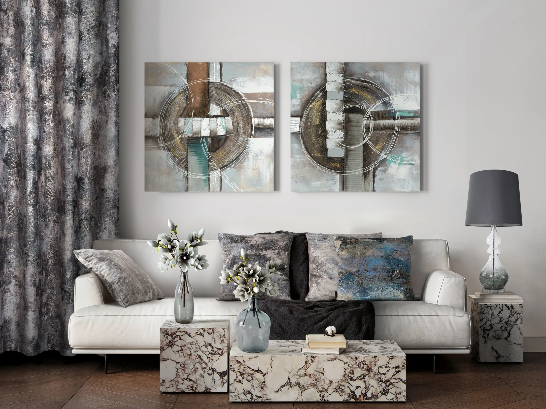 Kwiat sztuczny magnolii biało, różowy z pianki foamirian 59 cm