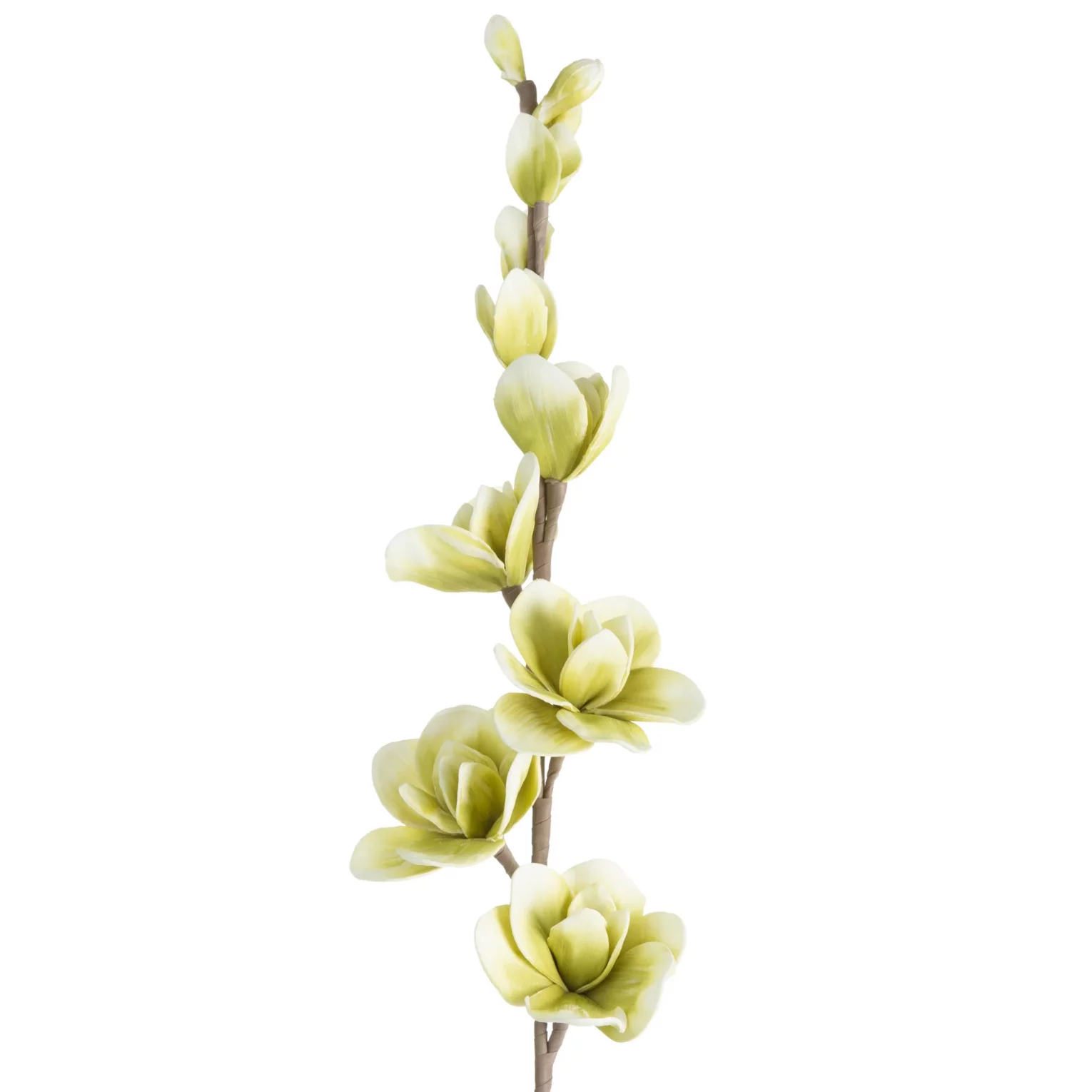 Kwiat sztuczny magnolia zielony z pianki foamiran 104 cm