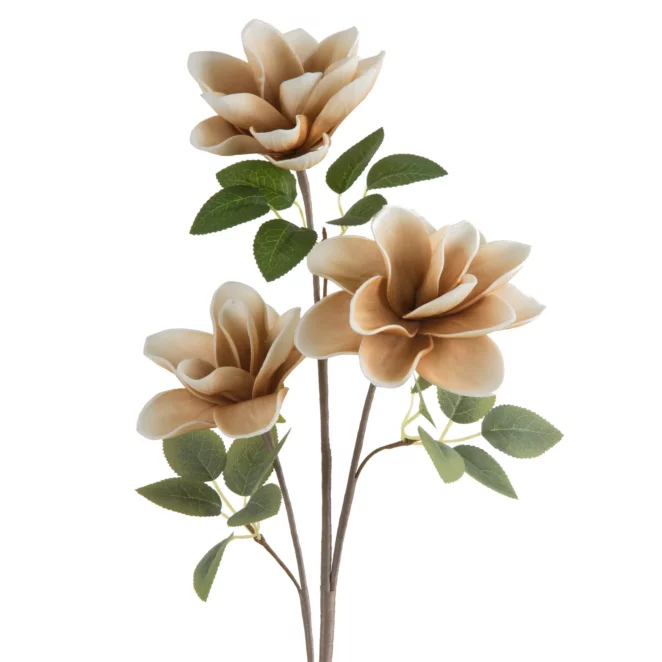 Kwiat sztuczny magnolii beżowy z plastycznej pianki foamirian 68 cm