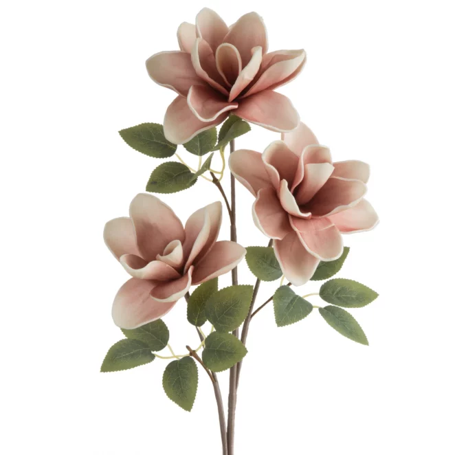Kwiat sztuczny magnolii ciemnoróżowo, kremowy z plastycznej pianki foamirian 68 cm