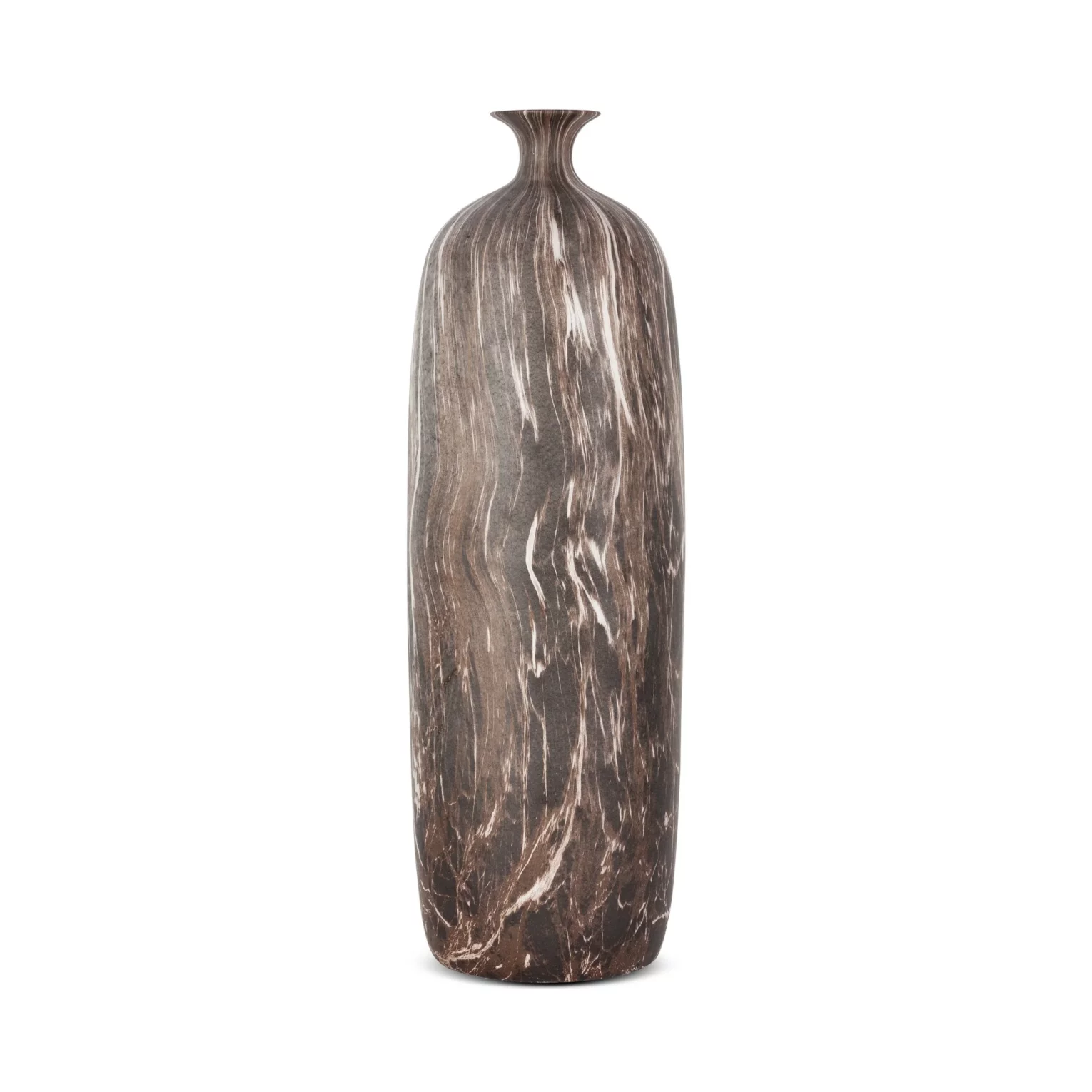 Wazon brązowy o marmurowej strukturze  13x13x52 cm MARIKA