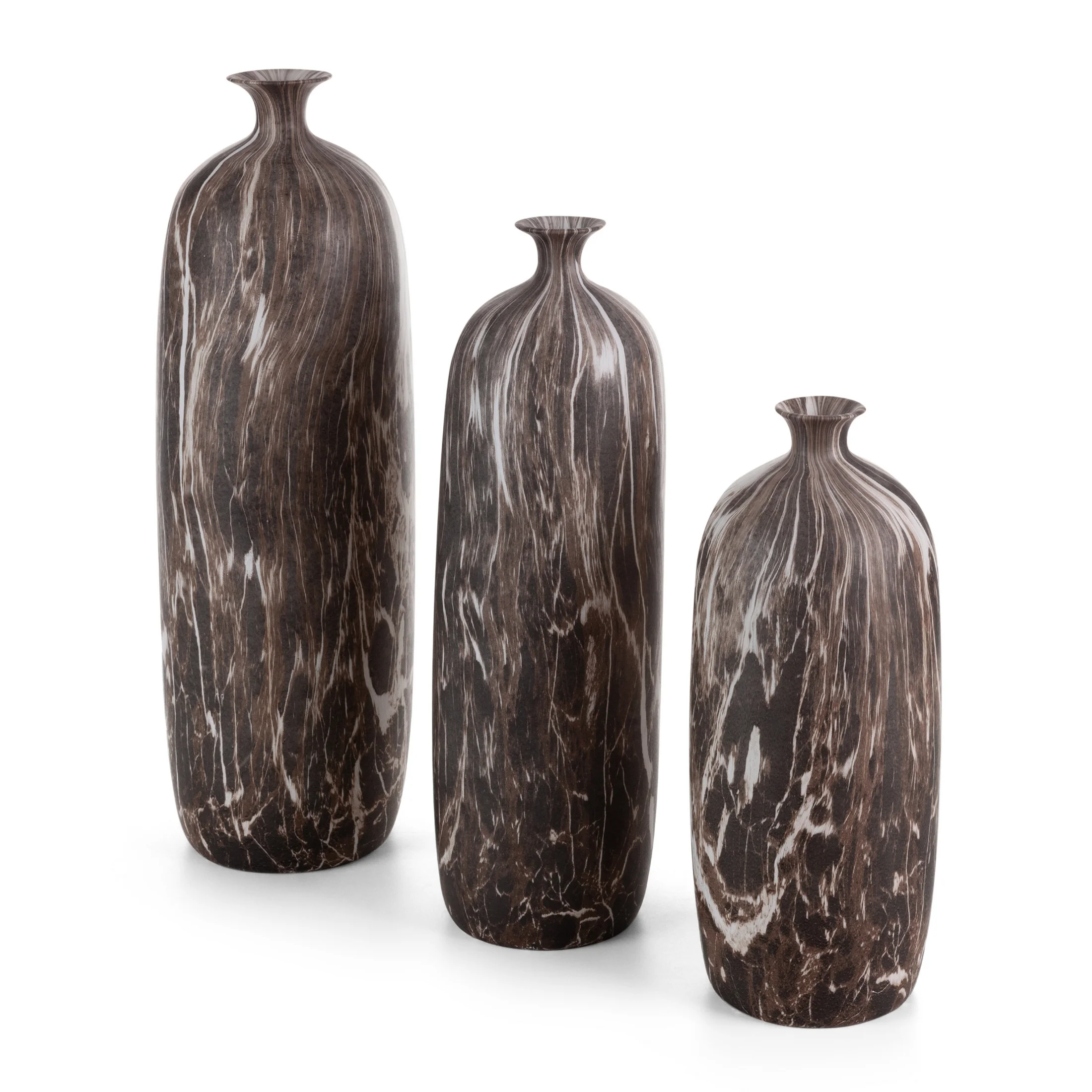 Wazon brązowy o marmurowej strukturze 15x15x63 cm MARIKA