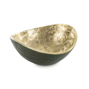 Misa metalowa ciemozielono-złota  o falujących brzegach 14x14x6 cm PEDRO