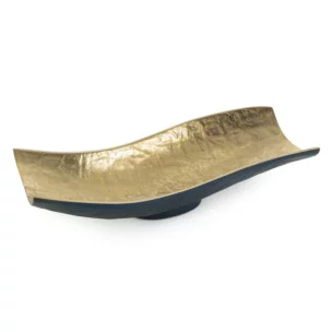 Patera metalowa granatowo-złota  o falujących brzegach 33x15x8 cm PEDRO