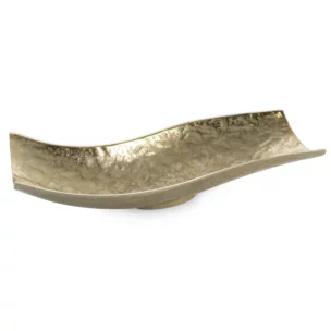 Patera metalowa złota o falujących brzegach 39x16x9 cm  PEDRO