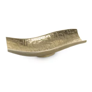 Patera metalowa złota o falujących brzegach 33x15x8 cm  PEDRO