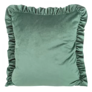 Poszewka na poduszkę 45x45 cm welwetowa kolor miętowy zdobiona na brzegach falbanami VELVET 25 Eurofirany Premium