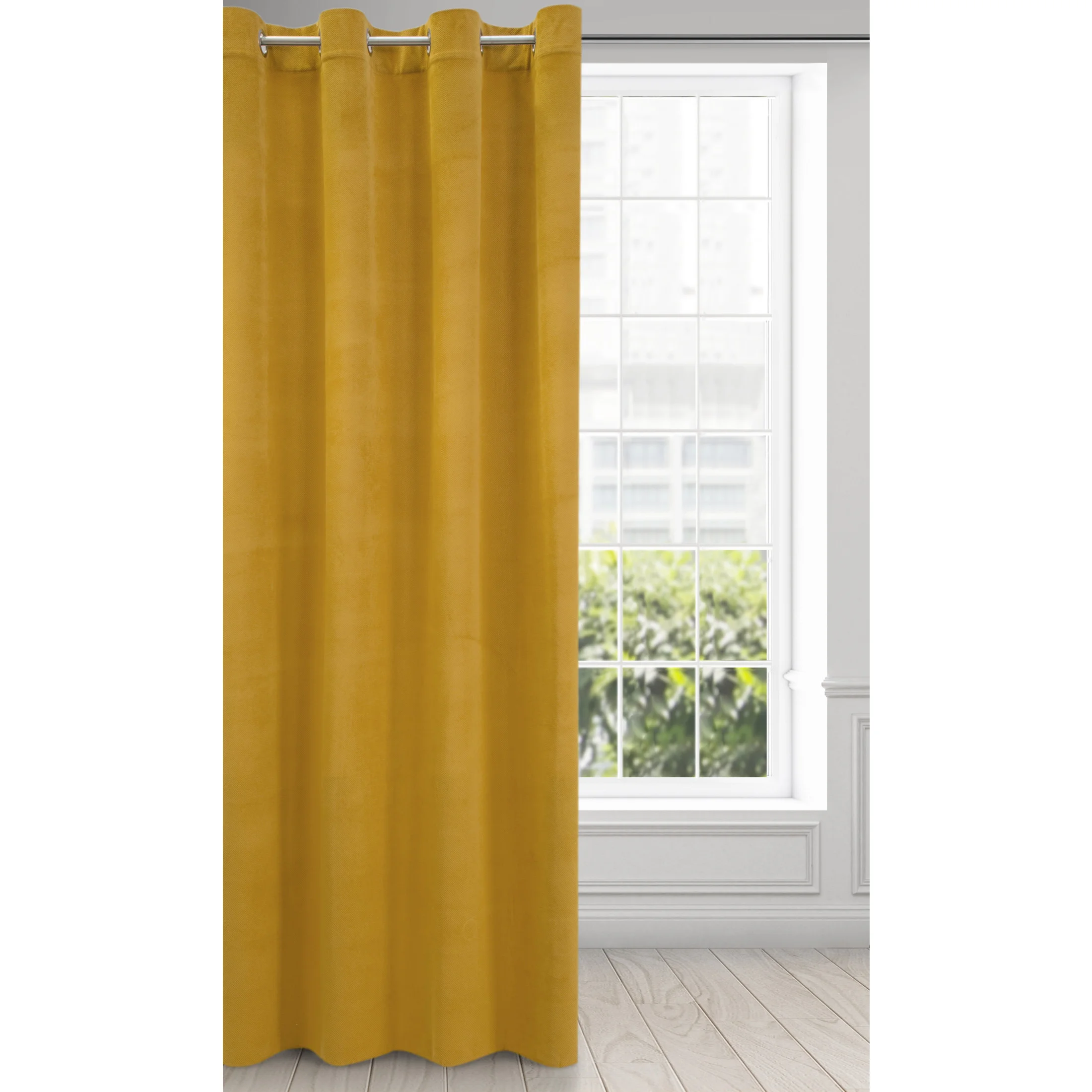 Zasłona musztardowa z matowego welwetu 140x250 cm przelotka - MILO