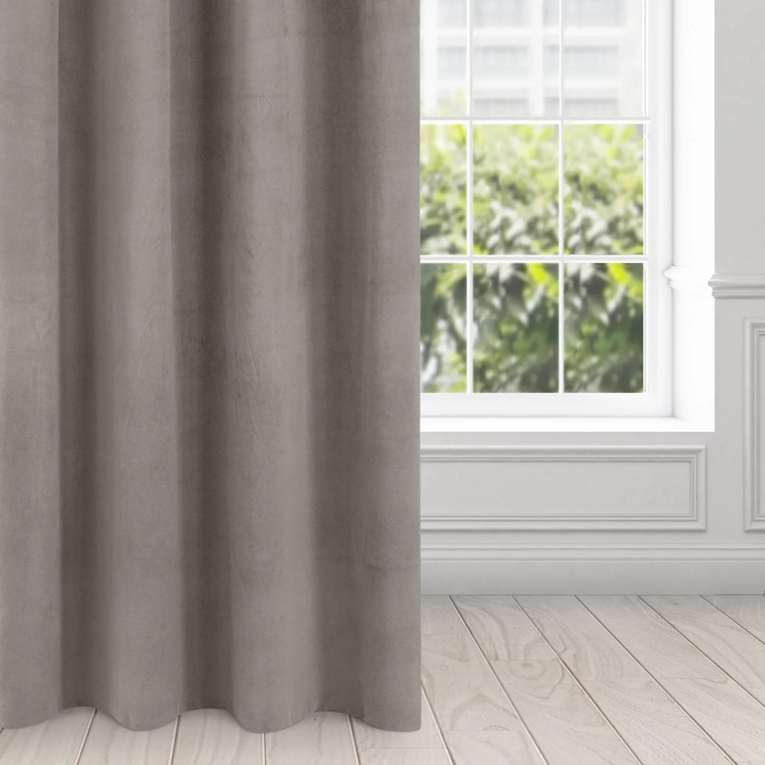 Zasłona popielata z matowego welwetu 140x250 cm przelotka - MILO