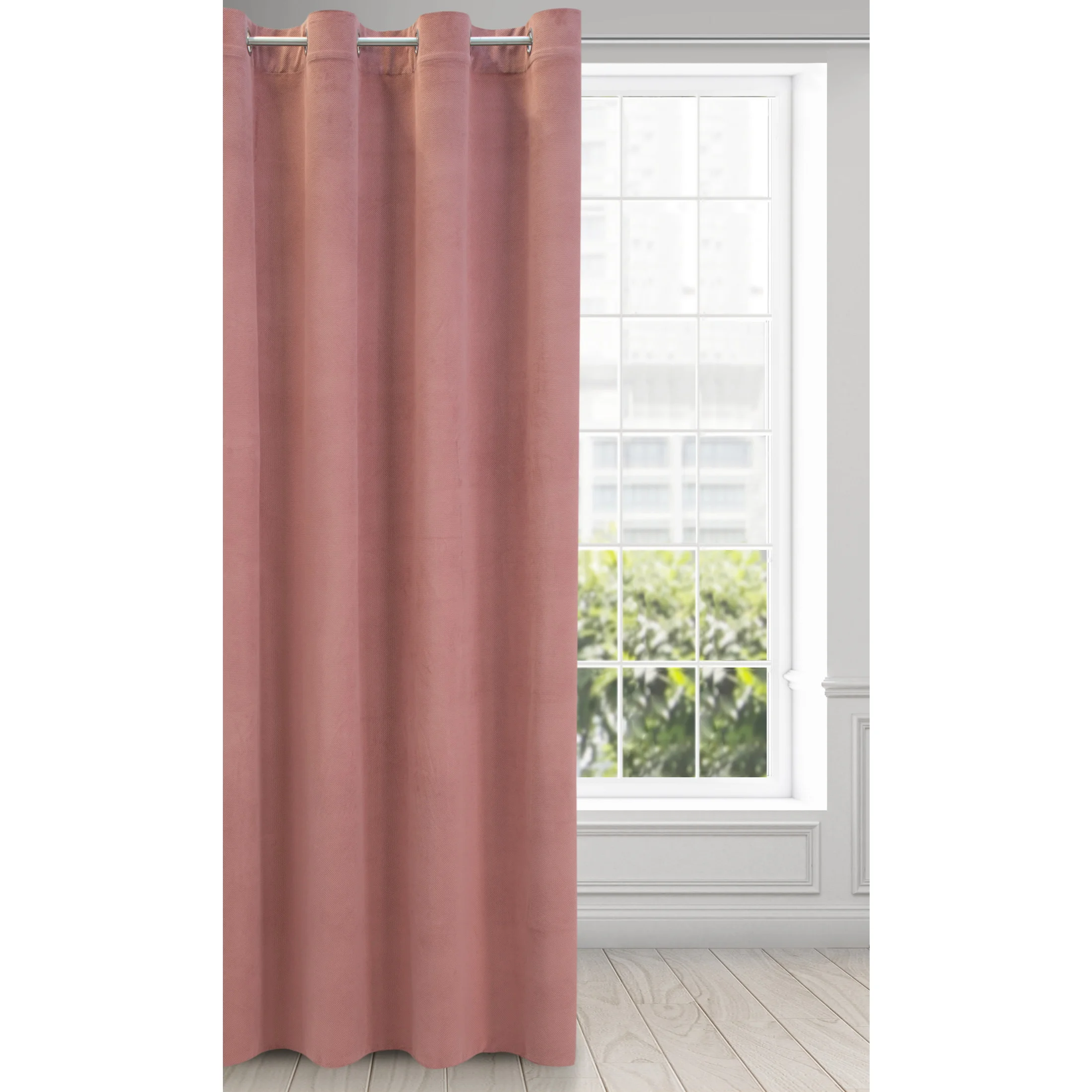 Zasłona różowa z matowego welwetu 140x250 cm przelotka - MILO