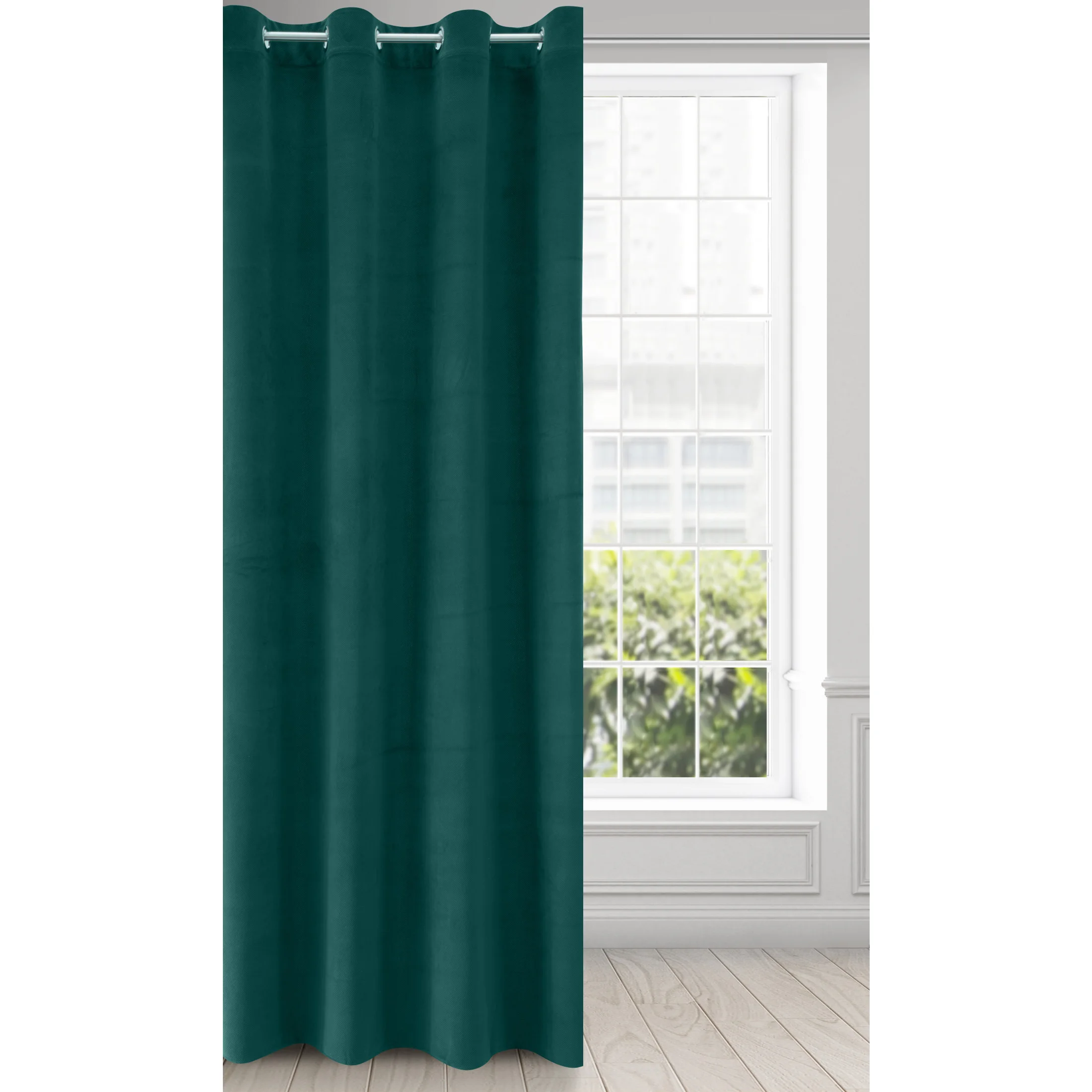Zasłona ciemnozielona z matowego welwetu 140x250 cm przelotka - MILO