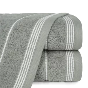 Ręcznik do rąk 30x50 cm bawełniany kolor jasnopopielaty ze stębnowaną bordiurą 500 g/m2 MIRA