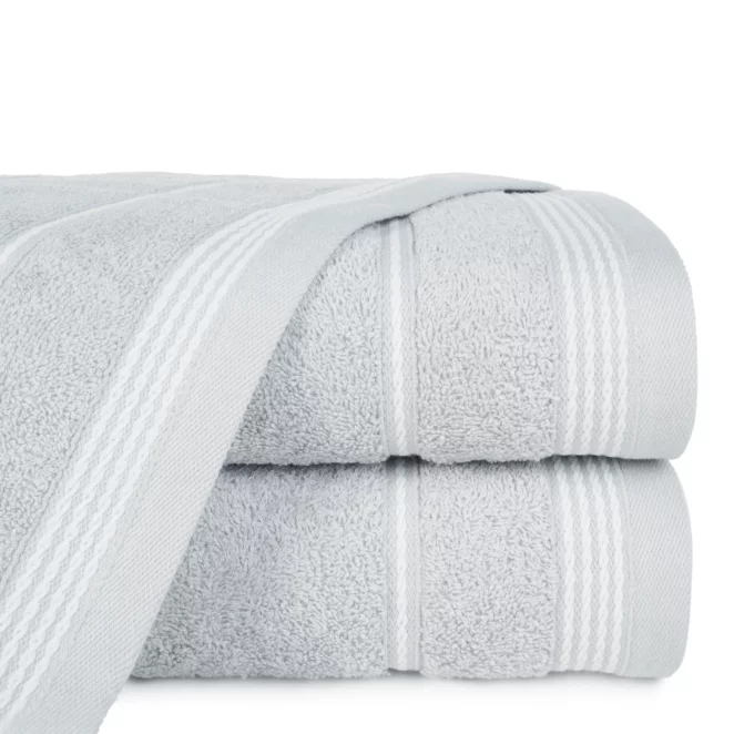 Ręcznik do rąk 30x50 cm bawełniany kolor srebrny ze stębnowaną bordiurą 500 g/m2 MIRA