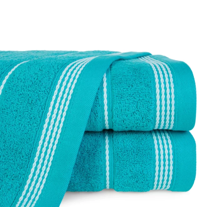 Ręcznik do rąk 30x50 cm bawełniany kolor turkusowy ze stębnowaną bordiurą 500 g/m2 MIRA