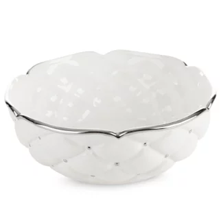 Misa ceramiczna dekoracyjna biało-srebrna  zdobiona pikowaniem średnica 30x11 cm ADORE