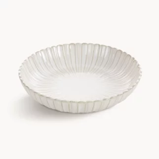 Misa ceramiczna dekoracyjna kremowa  z przecieranym wzorem w stylu eko średnica 24x5 cm AVRIL