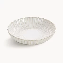 Misa ceramiczna dekoracyjna kremowa  z przecieranym wzorem w stylu eko średnica 24x5 cm AVRIL
