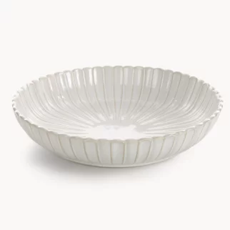 Misa ceramiczna dekoracyjna kremowa  z przecieranym wzorem w stylu eko średnica 28x6 cm AVRIL