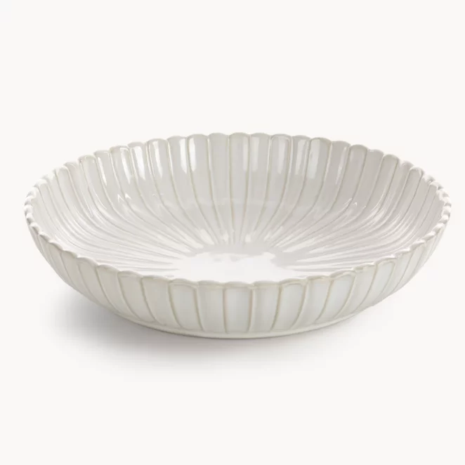 Misa ceramiczna dekoracyjna kremowa z przecieranym wzorem w stylu eko średnica 28x6 cm AVRIL