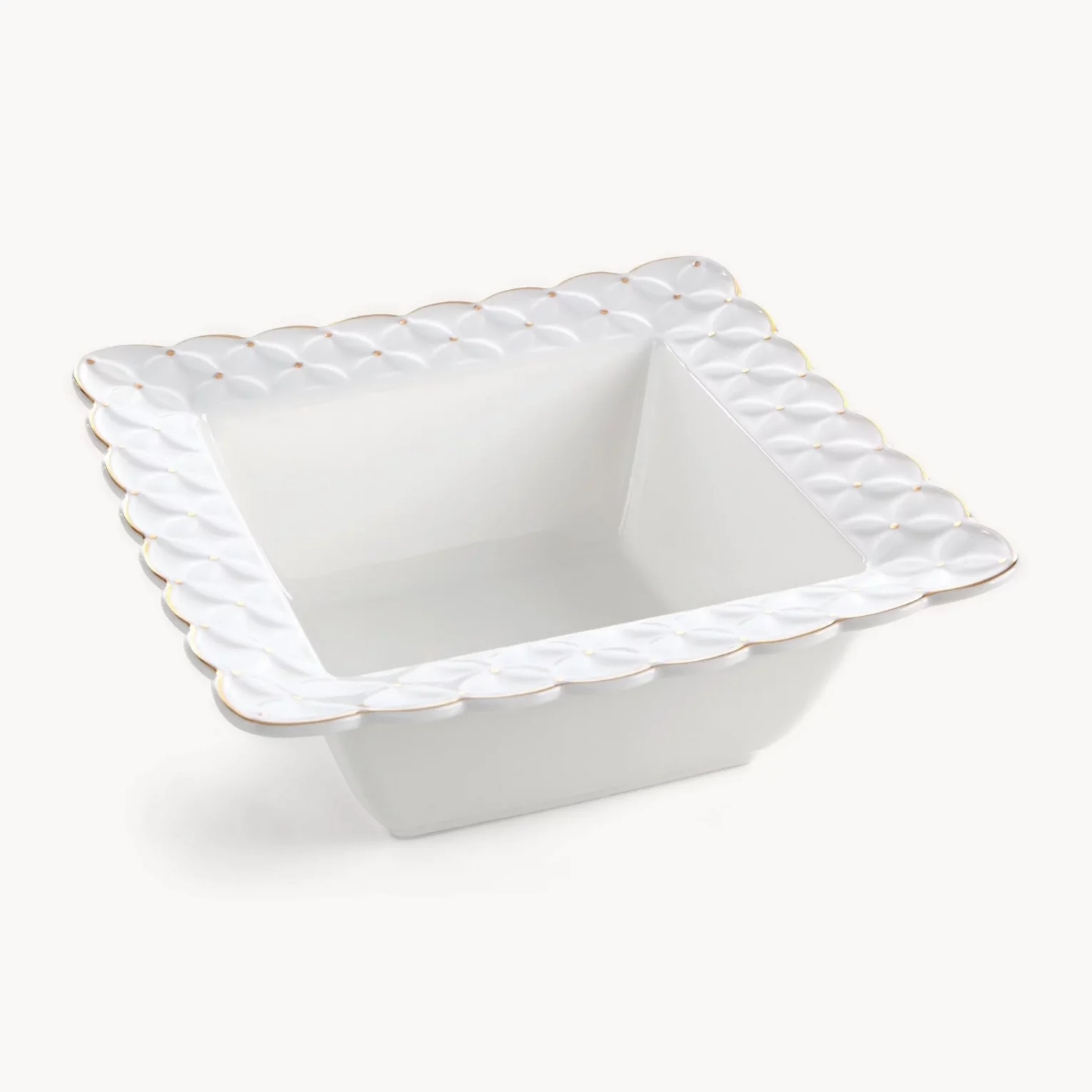 Misa ceramiczna dekoracyjna kremowa z złotymi akcentami 23x23x9 cm BELIA