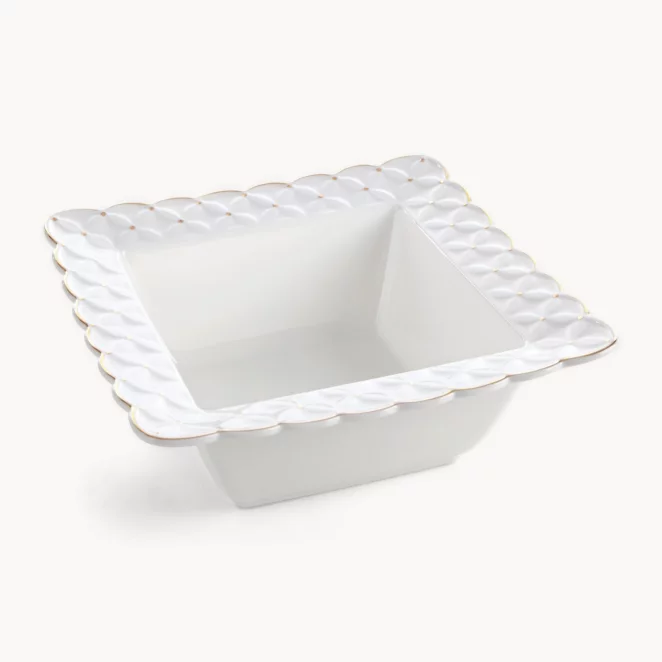 Misa ceramiczna dekoracyjna kremowa z złotymi akcentami 23x23x9 cm BELIA