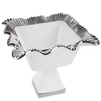 Misa ceramiczna dekoracyjna kremowa ze srebrnymi akcentami 28x28x20 cm BETSY