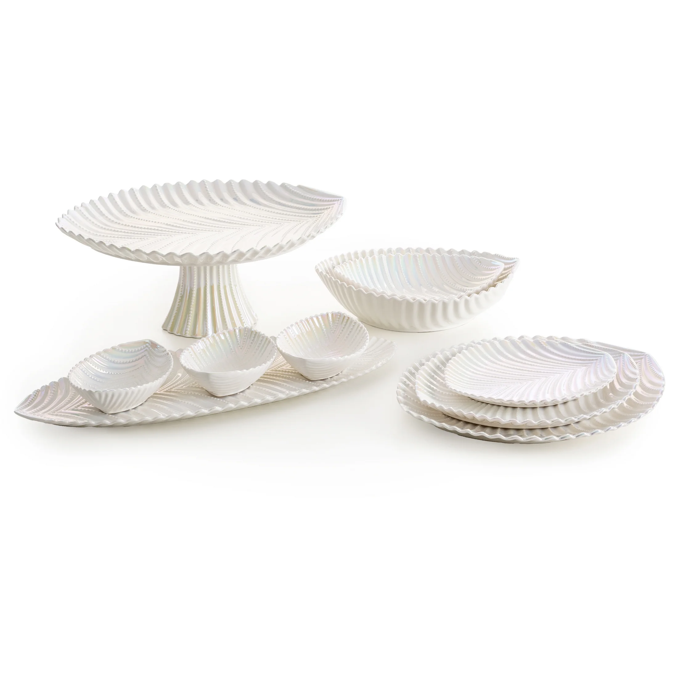 Misa ceramiczna dekoracyjna perłowa w kształcie łódeczki 24x18x7 cm NELA