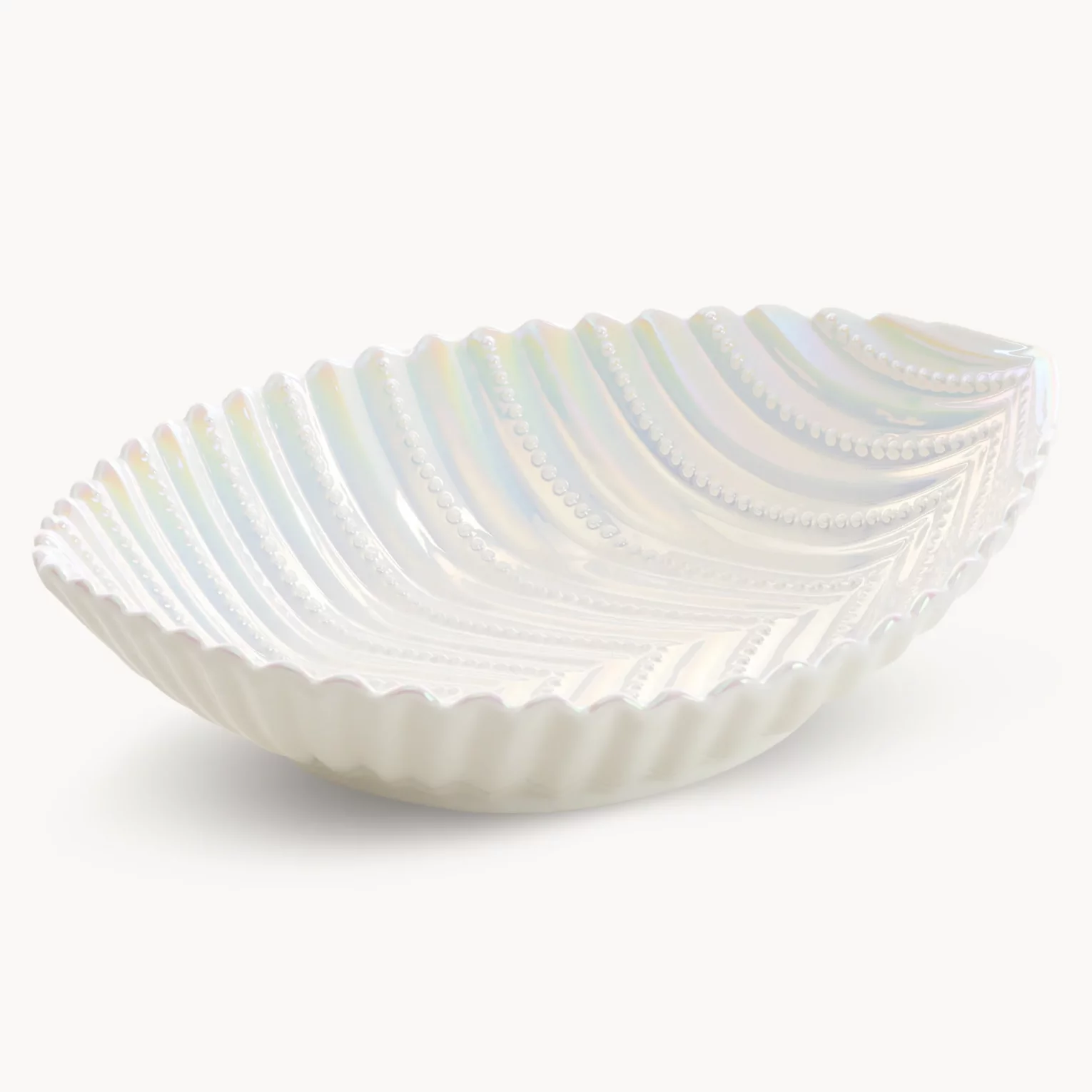 Misa ceramiczna dekoracyjna perłowa w kształcie łódeczki 28x22x8 cm  NELA