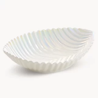 Misa ceramiczna dekoracyjna perłowa w kształcie łódeczki 28x22x8 cm  NELA