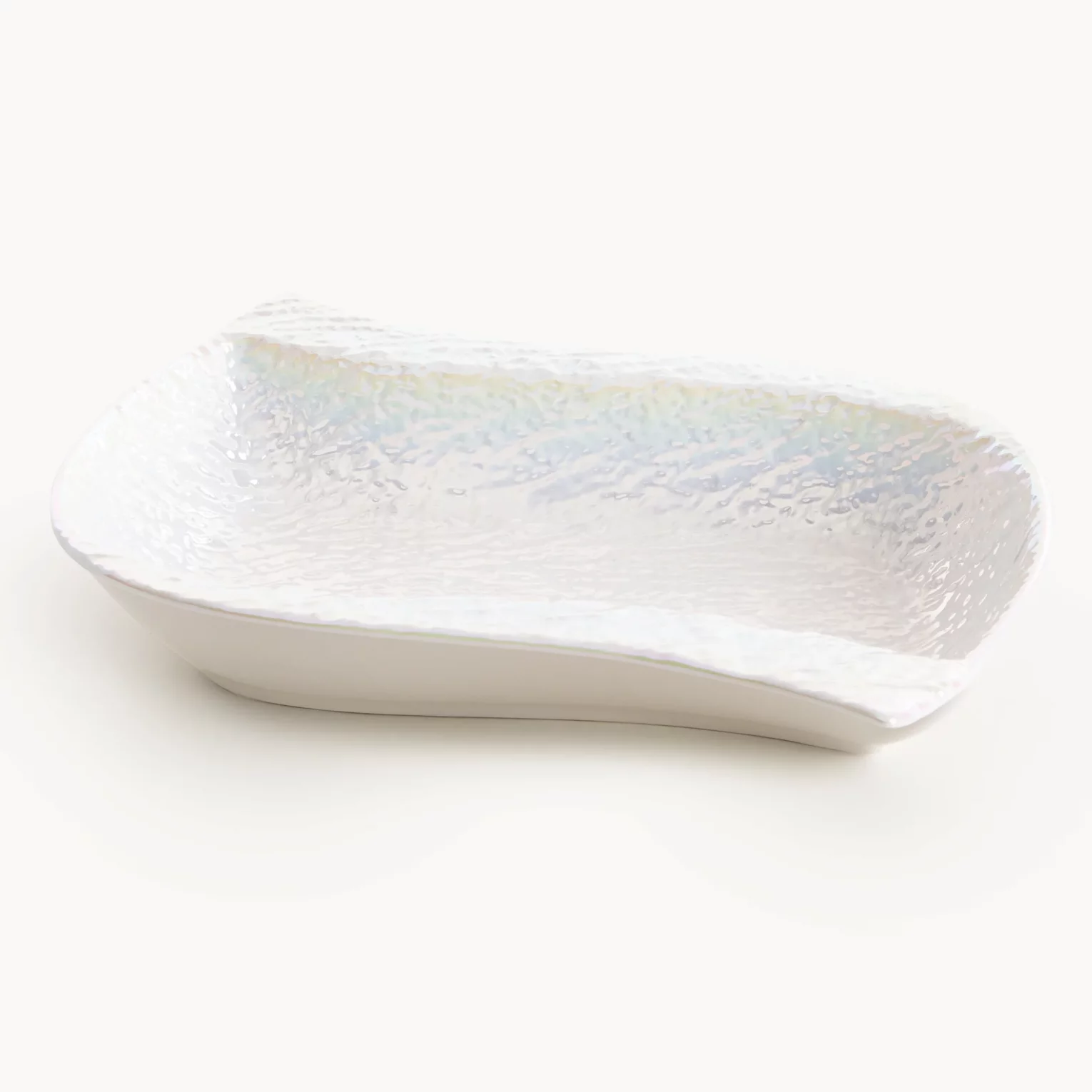Misa ceramiczna dekoracyjna perłowa zdobiona wypukłym wzorem 26x18x5 cm NINA