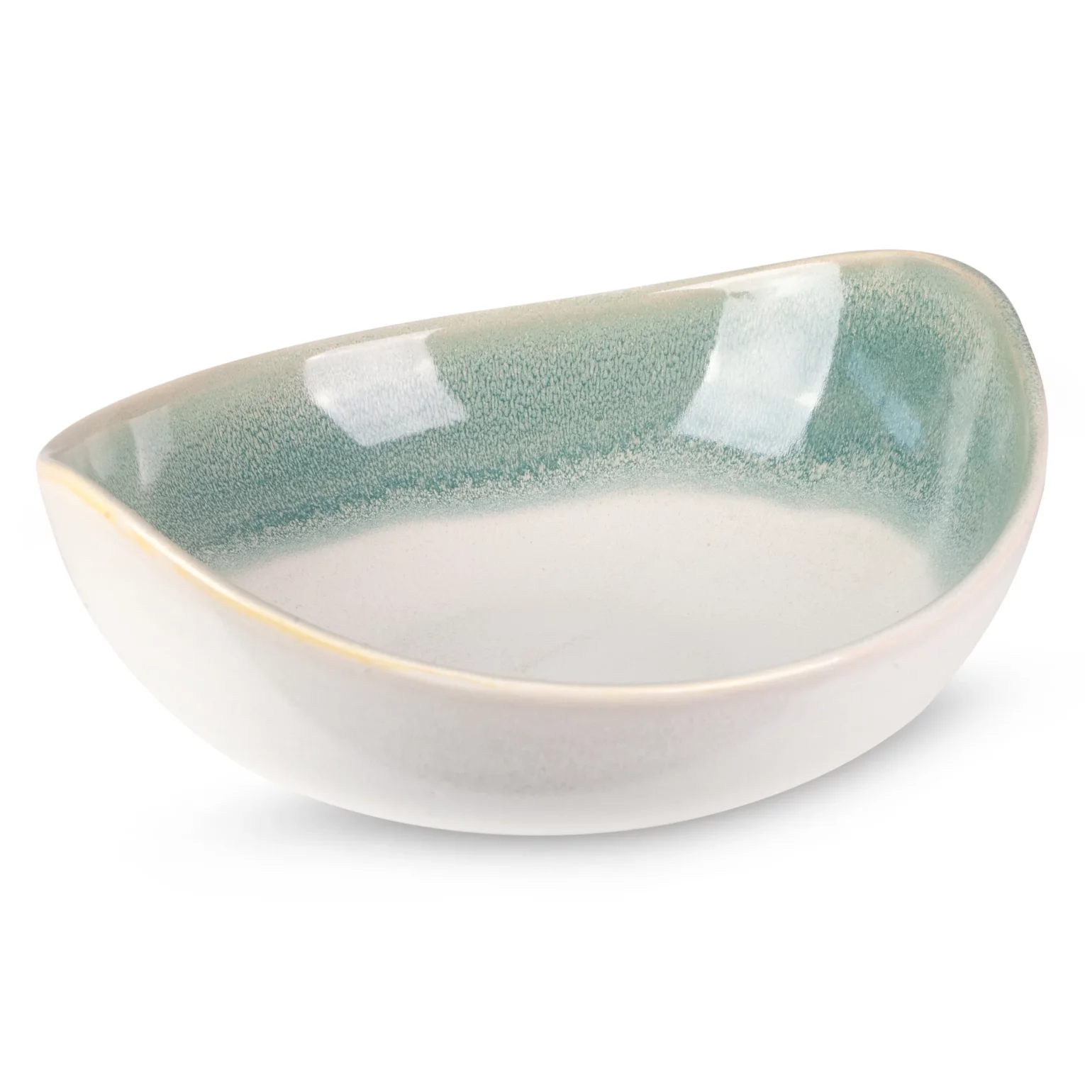 Misa ceramiczna dekoracyjna kremowo-miętowa w stylu boho z efektem ombre 23x21x8 cm