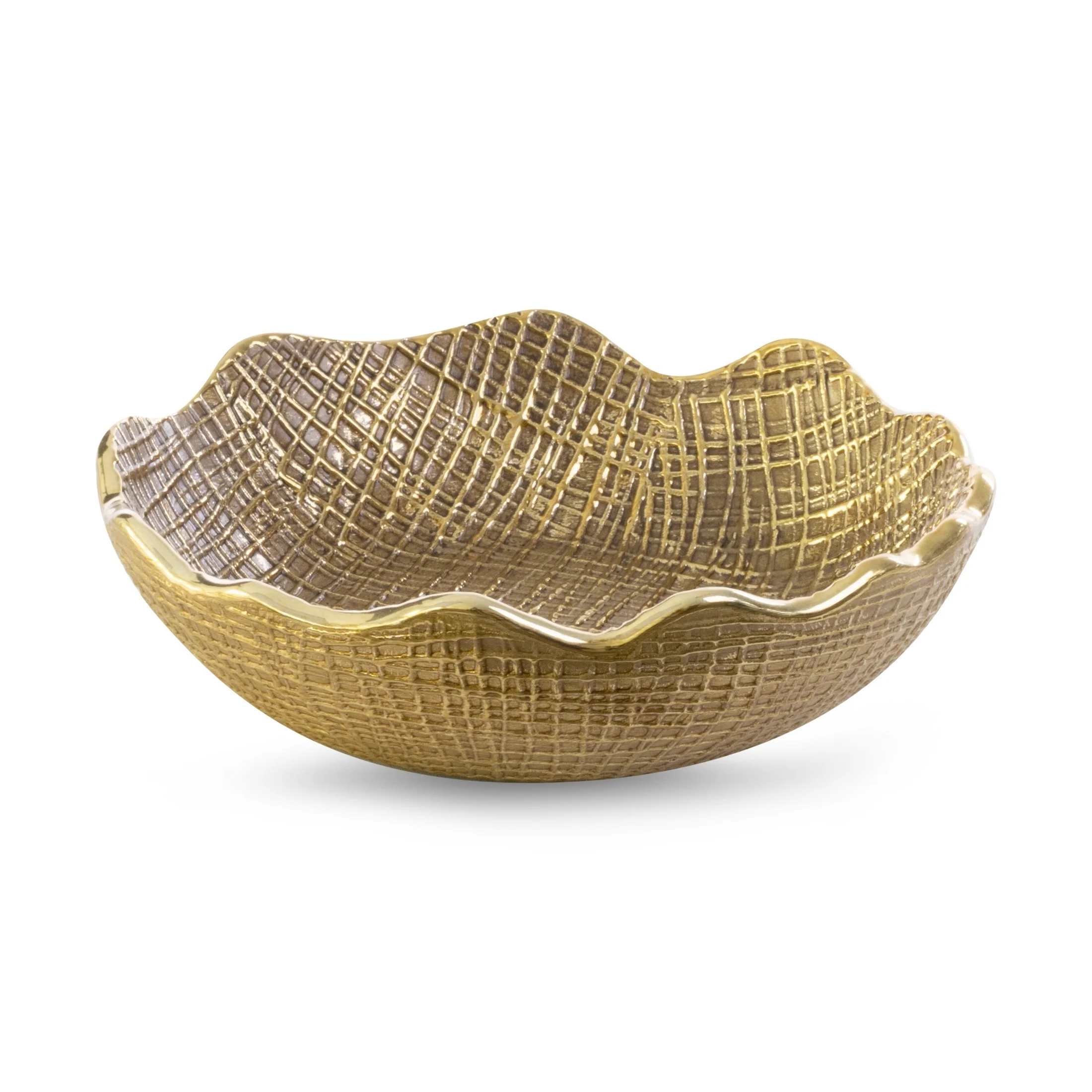 Misa ceramiczna SELMA z wytłaczanym wzorem brązowo-złota