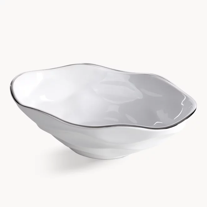 Misa dekoracyjna biało, srebrna 30x19x9 cm BONI